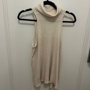 Free People cream sleeveless turtleneck top size S